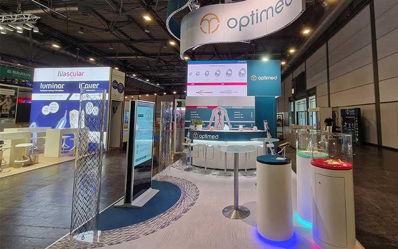 Stand d'exposition personnalisé Optimed au salon Linc Leipzig